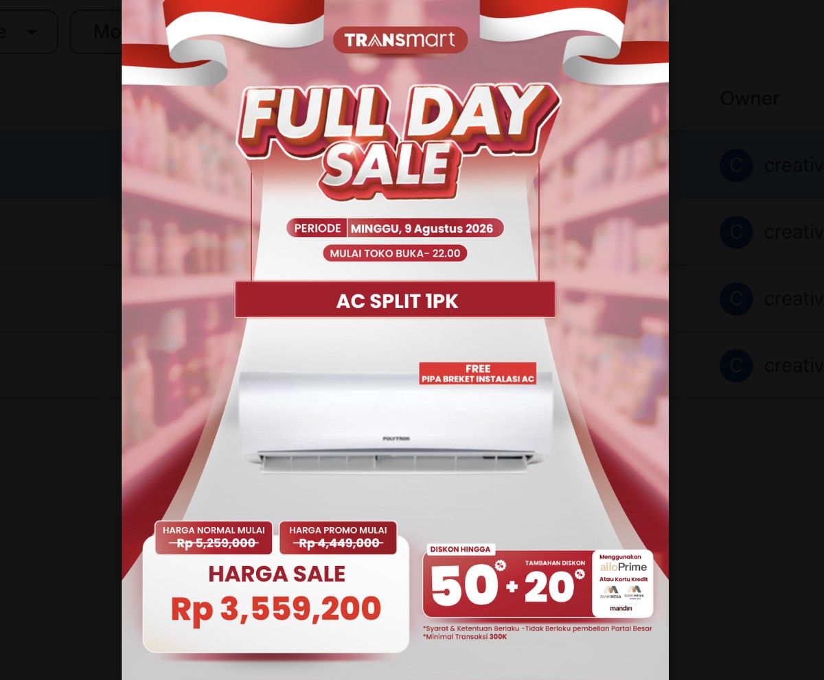 Transmart Gelar Diskon Spesial AC dan Produk Lain pada 9 Agustus 2026