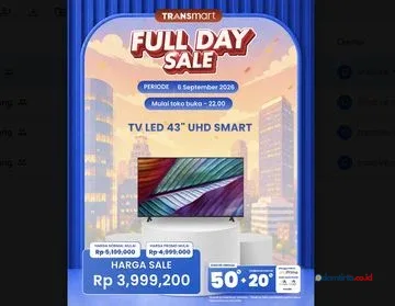 Harga TV LED 43 UHD Smart Dipangkas di Transmart Full Day Sale