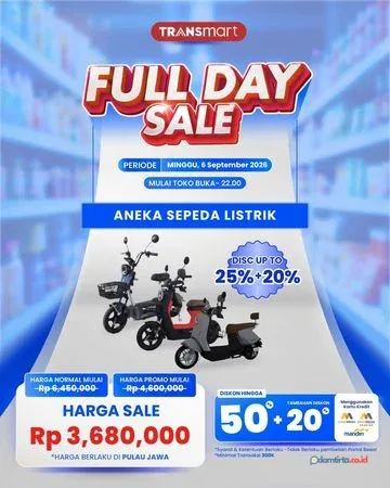 Diskon Besar Sepeda Listrik di Transmart Full Day Sale