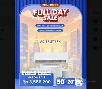 Promo AC Split 1 PK Murah di Transmart Full Day Sale
