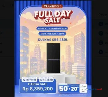 Promo Harga Kulkas Side by Side 480L di Transmart